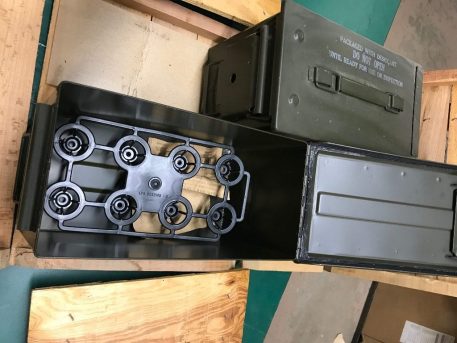 50 cal ammo cans in original 2pc wooden crate