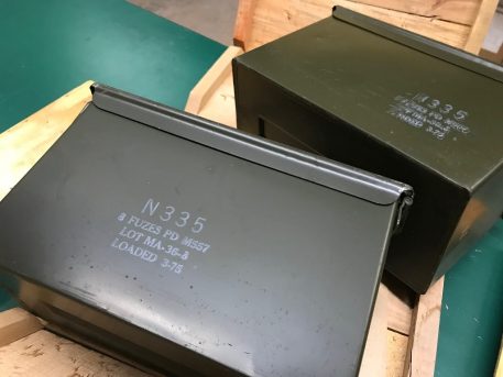 50 cal ammo cans in original 2pc wooden crate