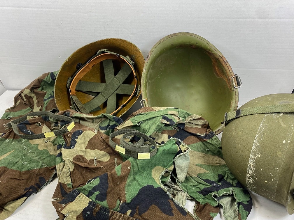 Army Helmet,m-1 Woodland Camo Complete and Original issue