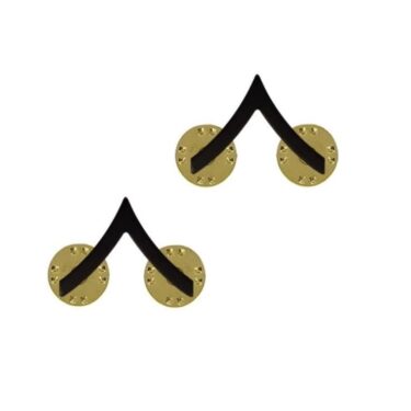 army pin on collar rank e 2 pvt blk ins2171