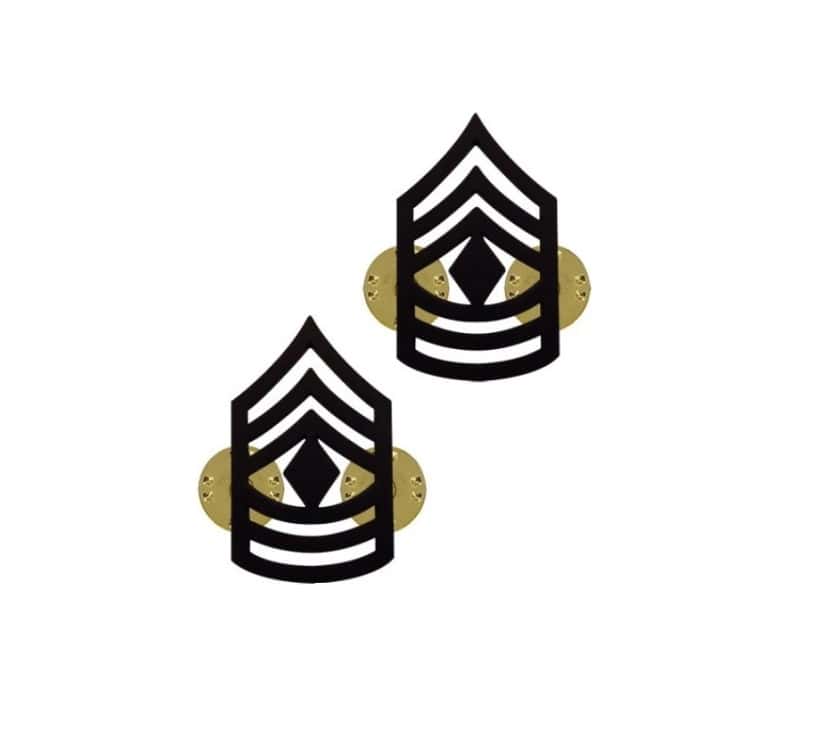Army Pinon Collar Rank, E8, First Sgt, Blk
