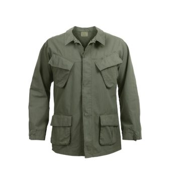 military surplus vintage olive drab rip stop fatigue shirt