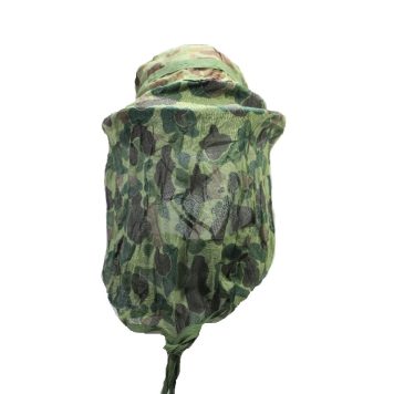 ww2 marine corps green and brown mitch style camo mosquito headnet face cover for hats or helmets