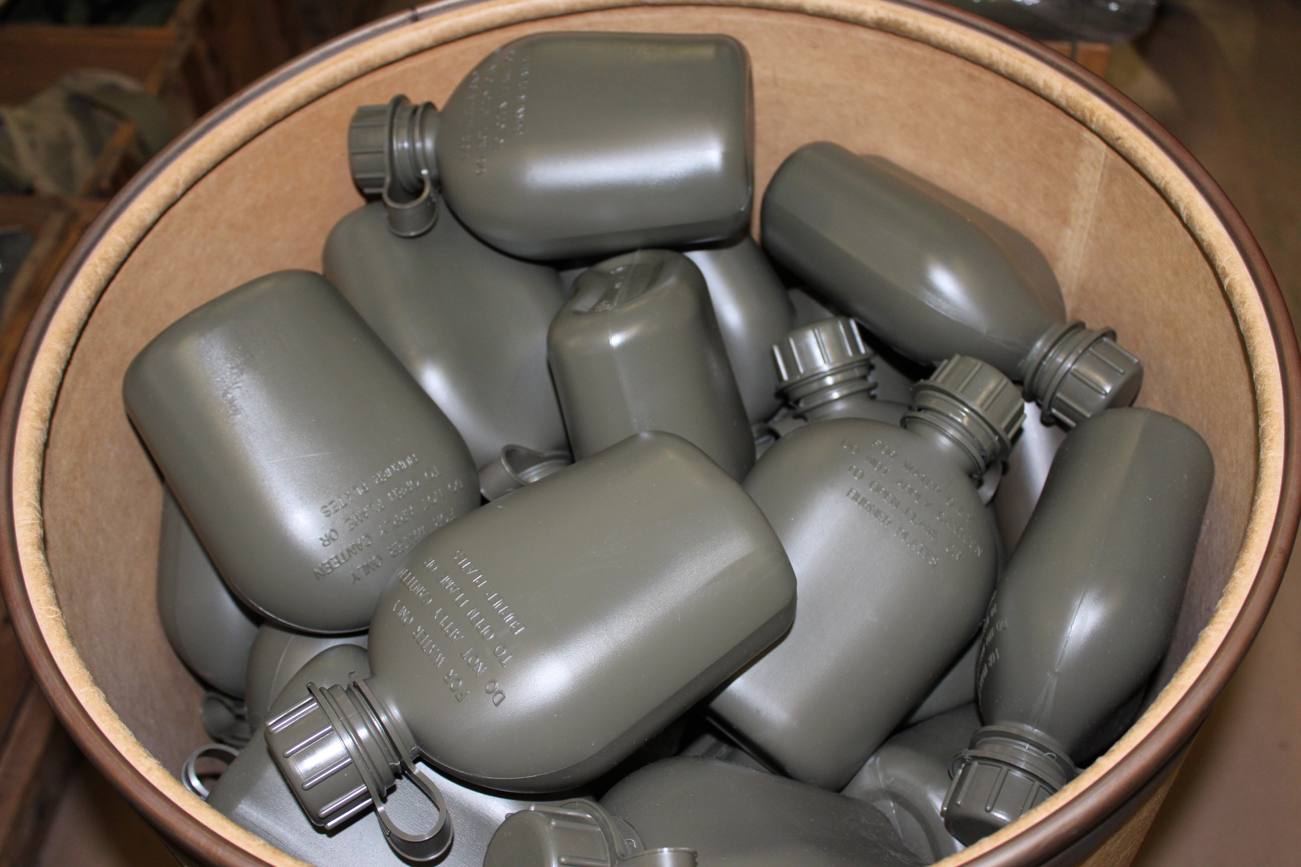 Military issue 1 quart plastic canteen, 3 piece