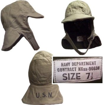 Size 7 1/2 WWII Era US Navy USN Foul Weather Deck Cap or Hood 