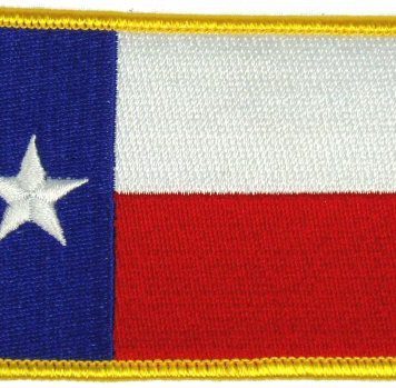 p 28434 ins1392 Flag patch 2C Texas 2C Gold Border 2 X 3 lg 2