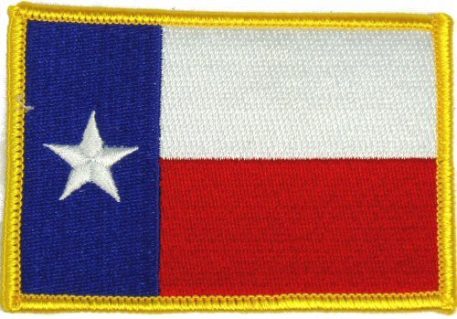 p 28434 ins1392 Flag patch 2C Texas 2C Gold Border 2 X 3 lg 2