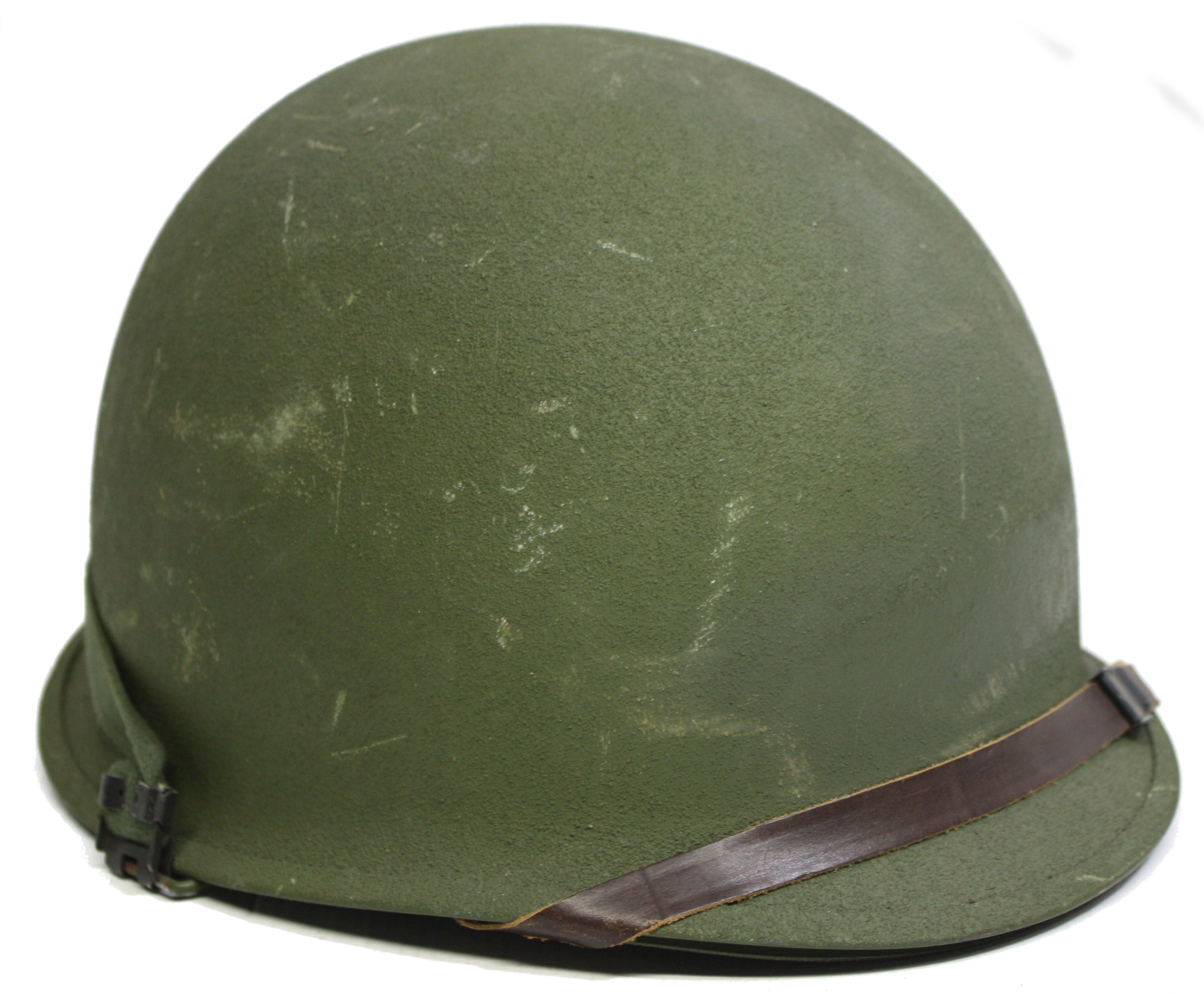 M1 Helmet , Post WW2 with liner and leather chinstrap