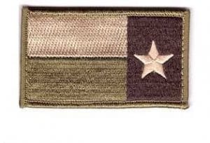 Texas State Flag Patch - OD Green Subdued 2x3 Inch With Hook & Loop Backing