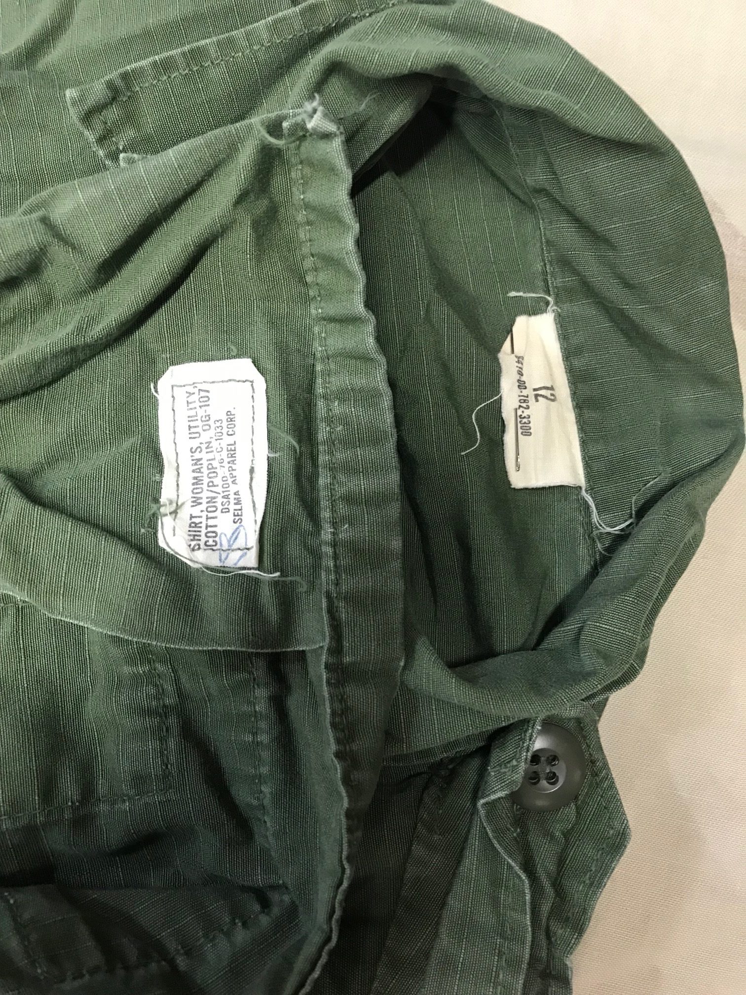 Women's Jungle shirt bottom pocket used r/s size 12 - Omahas Army Navy ...