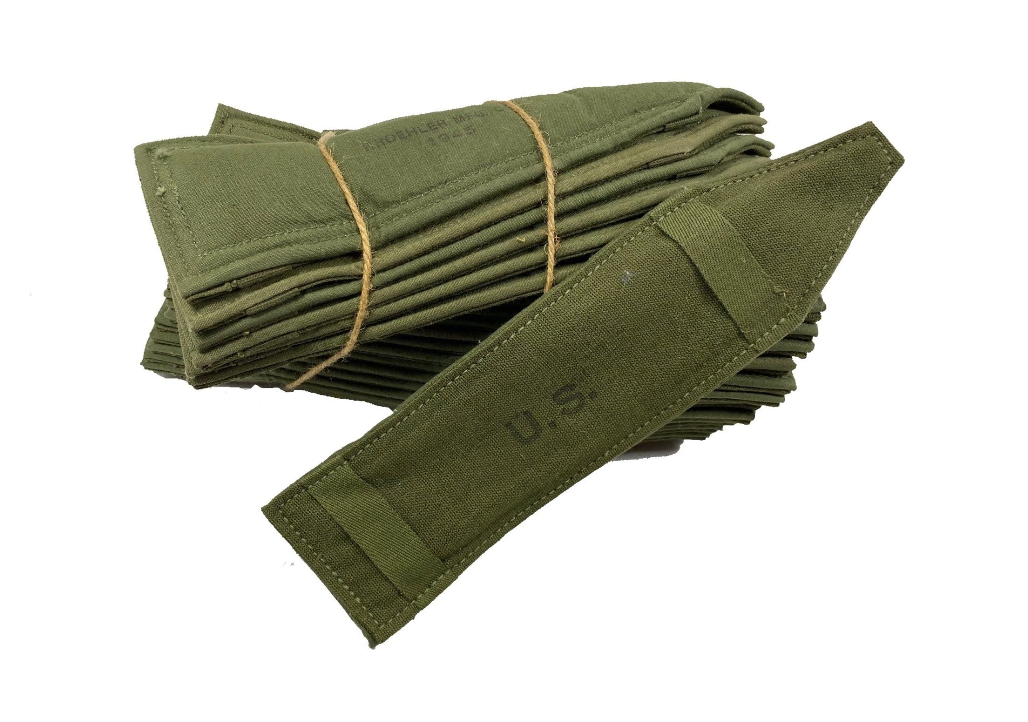 OD Canvas Shoulder Strap Pads, WW2 dated Omahas Army Navy Surplus