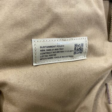 genuine military surplus USMC Molle Sustainment Pouch, Coyote Brown. Label