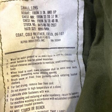 m 65 olive drab field jacket small long used clg3304 (4)