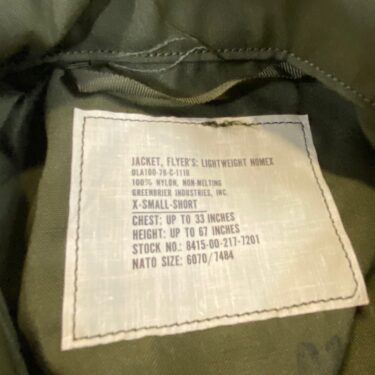 flyers jacket nylon nomex x small short clg4002 (7)